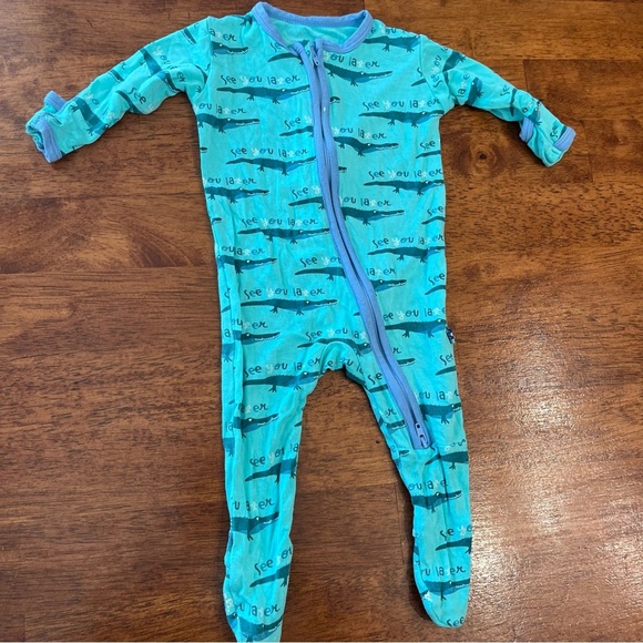 Kickee Pants blue green teal see you later alligator sleeper 1 piece size 0-3 mo - Picture 1 of 5